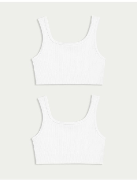 Marks & Spencer Bezešvé zkrácené topy s žebrováním a kulatým výstřihem (6–16 let), 2 ks Marks & Spencer bílá