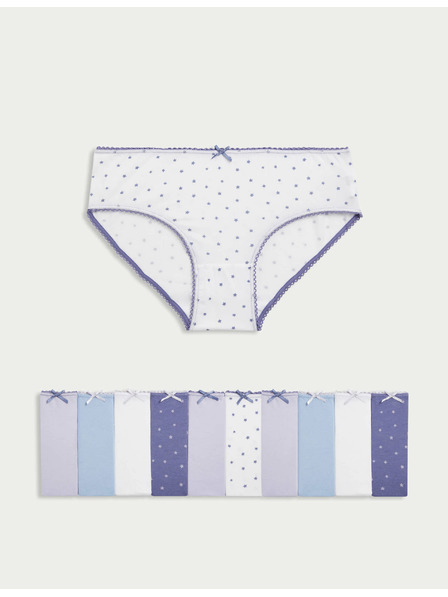 Marks & Spencer Kalhotky z bavlny se strečem s motivem hvězdy, 10 ks v balení (2–14 let) Marks & Spencer fialová