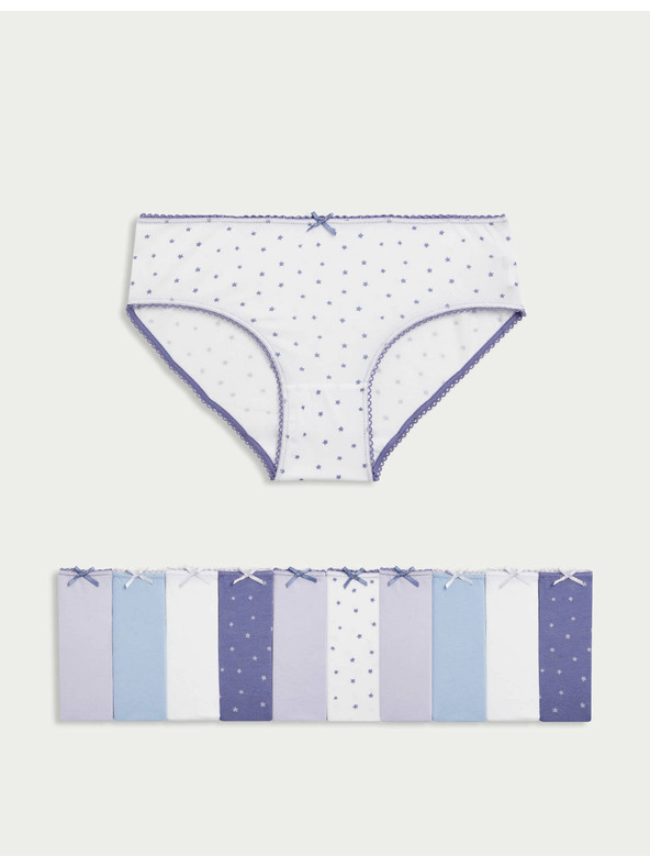 Marks & Spencer Kalhotky z bavlny se strečem s motivem hvězdy, 10 ks v balení (2–14 let) Marks & Spencer fialová