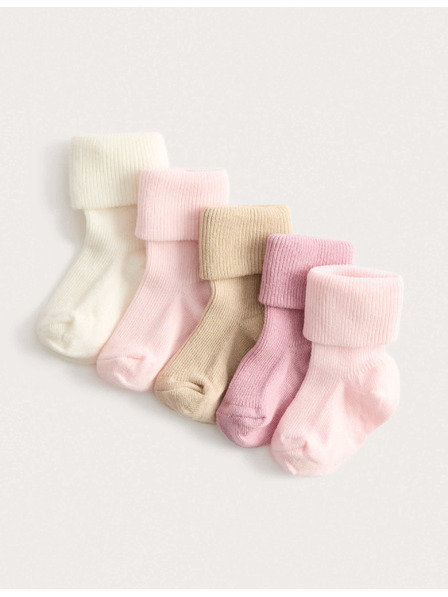 Marks & Spencer Žebrované dětské ponožky s vysokým podílem bavlny (0–2 roky), 5 párů v balení Marks & Spencer vícebarevná