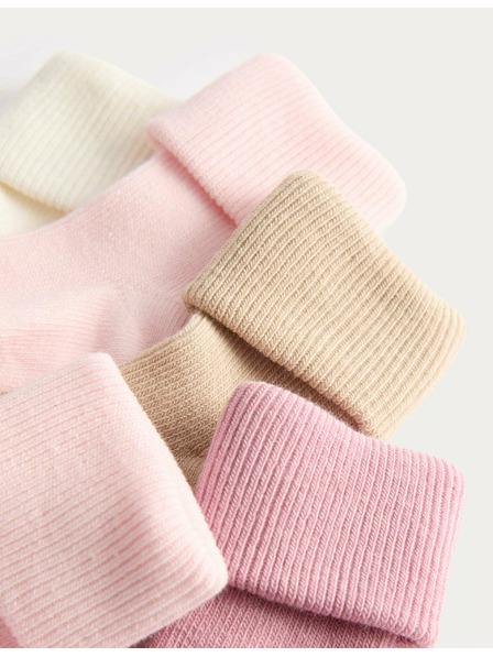 Marks & Spencer Žebrované dětské ponožky s vysokým podílem bavlny (0–2 roky), 5 párů v balení Marks & Spencer vícebarevná