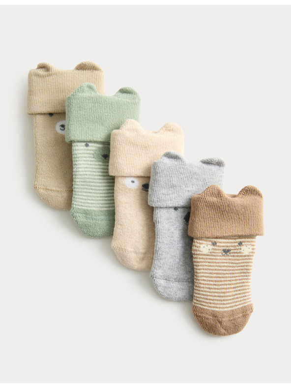 Marks & Spencer 5 párů ponožek s obličeji a vysokým podílem bavlny Marks & Spencer vícebarevná