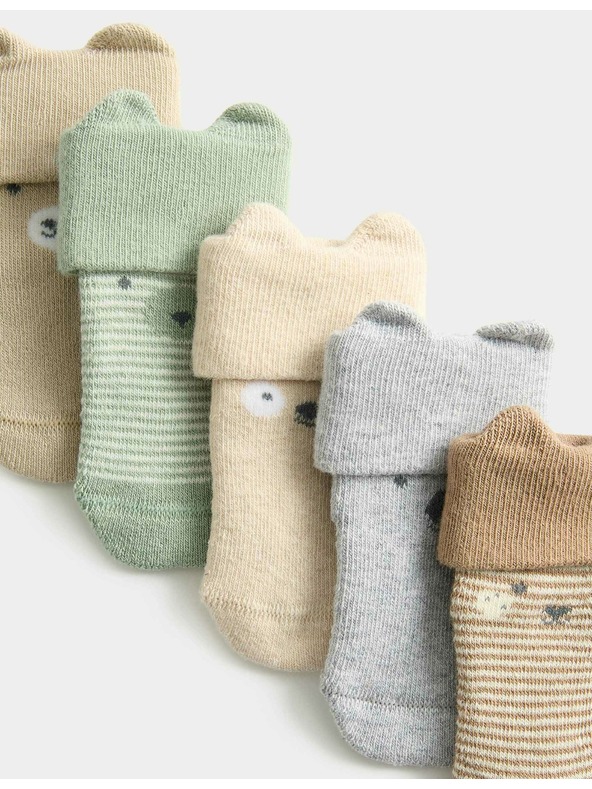 Marks & Spencer 5 párů ponožek s obličeji a vysokým podílem bavlny Marks & Spencer vícebarevná