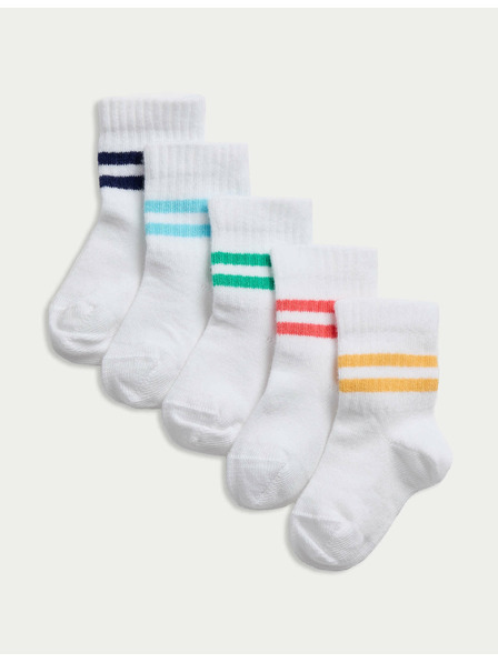 Marks & Spencer Dětské ponožky s vysokým podílem bavlny (0–3 roky), 5 párů v balení Marks & Spencer bílá