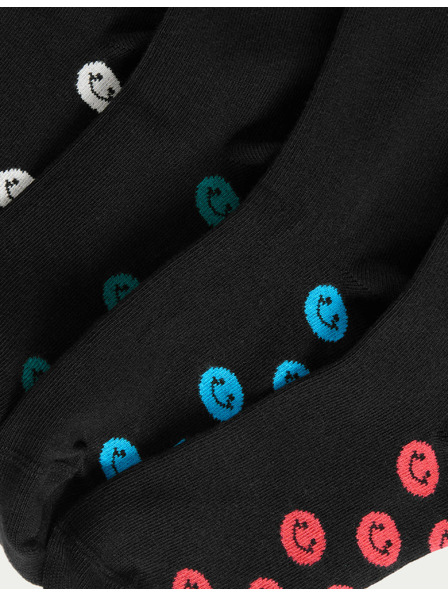 Marks & Spencer Školní ponožky s vysokým podílem bavlny a smajlíky, 5 párů Marks & Spencer černá