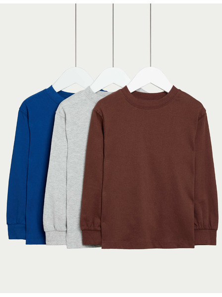 Marks & Spencer Jednobarevná trička z čisté bavlny (2–8 let), 3 ks Marks & Spencer modrá