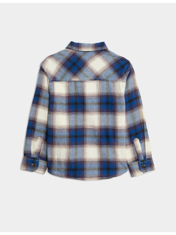 Marks & Spencer Čistě bavlněné kartáčované kostkované tričko (2-8 let) Marks & Spencer modrá