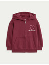 Marks & Spencer Mikina s kapucí, grafickým motivem srdíček a vysokým podílem bavlny (2–8 let) Marks & Spencer červená