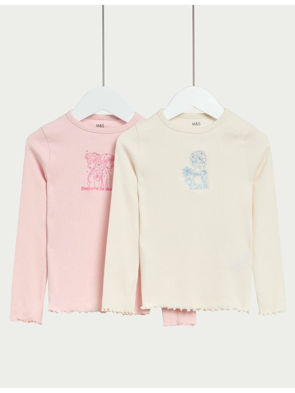 Marks & Spencer Sada 2 ks topů s vysokým obsahem bavlny s motivem Disney Ledové království™ (2–8 let) Marks & Spencer modrá