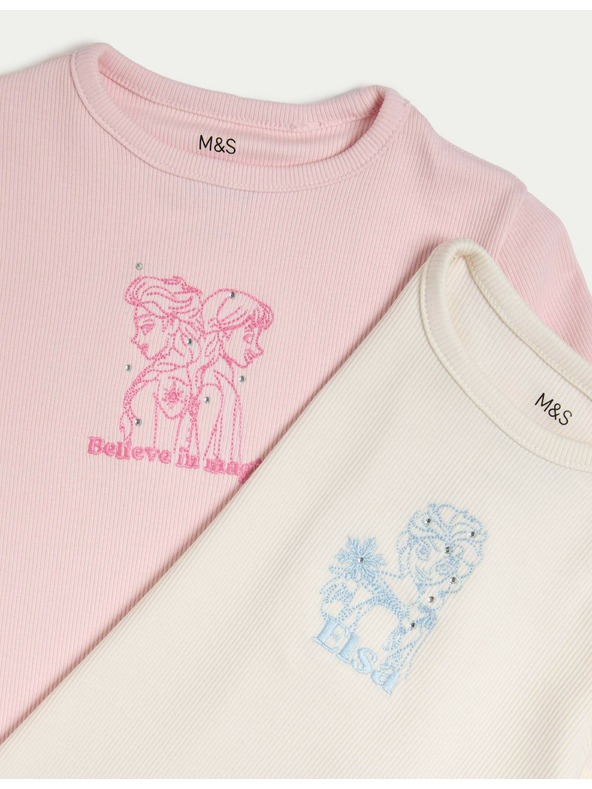 Marks & Spencer Sada 2 ks topů s vysokým obsahem bavlny s motivem Disney Ledové království™ (2–8 let) Marks & Spencer modrá