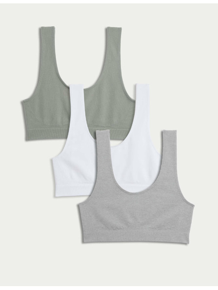 Marks & Spencer Bezešvé zkrácené topy bez kostic, sada 3 ks Marks & Spencer zelená