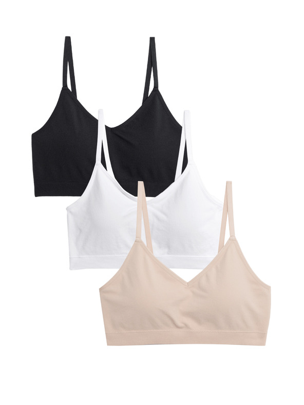 Marks & Spencer Bezešvé braletky bez kostic, 3 ks Marks & Spencer černá