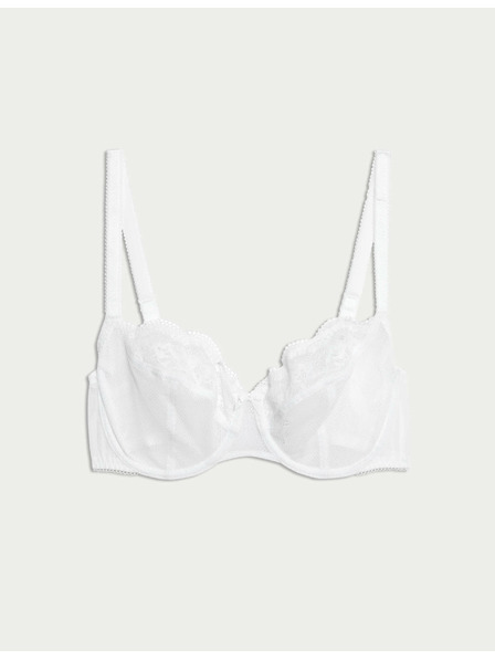 Marks & Spencer Balkonová podprsenka Jasmine s kosticemi a krajkou, vel. A–E Marks & Spencer bílá