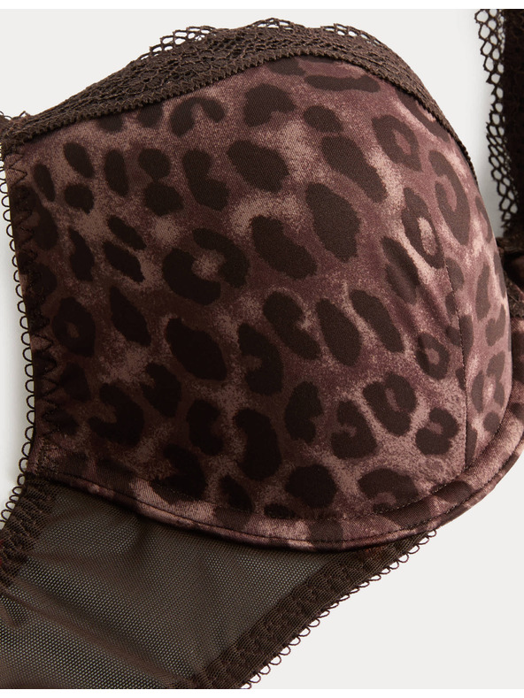 Marks & Spencer Dekoltová podprsenka s kosticemi a krajkou a potiskem Marks & Spencer hnědá