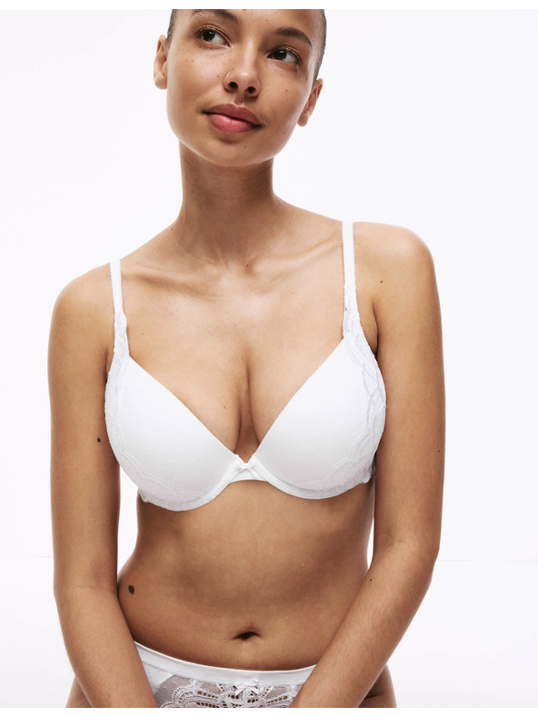 Marks & Spencer Dekoltová podprsenka Amelia s kosticemi a krajkou, vel. A–E Marks & Spencer bílá