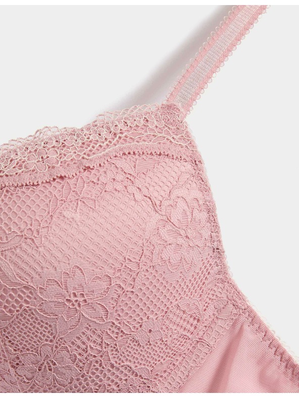 Marks & Spencer Dekoltová podprsenka s kosticemi a krajkou, vel. A–E Marks & Spencer růžová