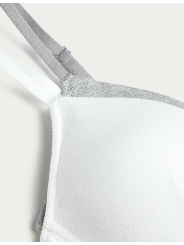 Marks & Spencer Sada 2 ks žebrovaných prvních podprsenek bez kostic, s vysokým podílem bavlny, vel. AA–D Marks & Spencer bílá