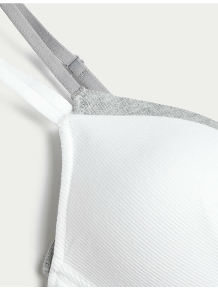 Marks & Spencer Sada 2 ks žebrovaných prvních podprsenek bez kostic, s vysokým podílem bavlny, vel. AA–D Marks & Spencer bílá