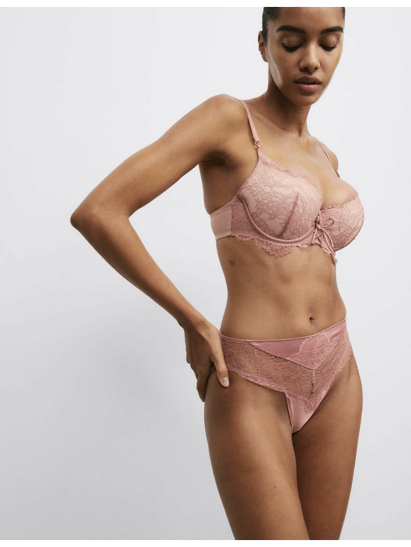 Marks & Spencer Krajková balkonová podprsenka s kosticemi a motivem Forget Me Not (A-E) Marks & Spencer hnědá