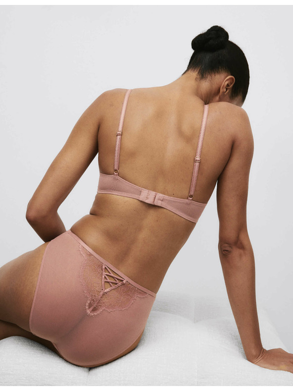 Marks & Spencer Krajková balkonová podprsenka s kosticemi a motivem Forget Me Not (A-E) Marks & Spencer hnědá