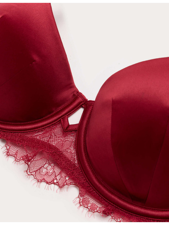Marks & Spencer Saténová podprsenka s kosticemi a polovičními košíčky Forget Me Not, vel. A–E Marks & Spencer červená