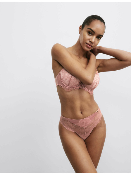 Marks & Spencer Krajkové punčochy s vysokým pasem a motivem pomněnek Marks & Spencer hnědá