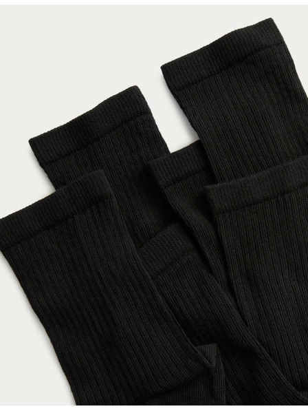 Marks & Spencer Žebrované kotníkové ponožky s vysokým podílem bavlny, sada 5 ks Marks & Spencer černá