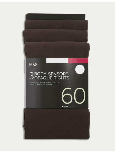 Marks & Spencer Punčochy Body Sensor™, 60 DEN, 3 páry v balení Marks & Spencer hnědá