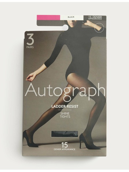 Marks & Spencer Punčochy 15 DEN odolné proti zatrhávání, 3 páry v balení Marks & Spencer černá