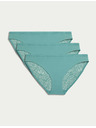 Marks & Spencer Bikiny kalhotky Body Soft™ s krajkou, sada 3 ks Marks & Spencer zelená