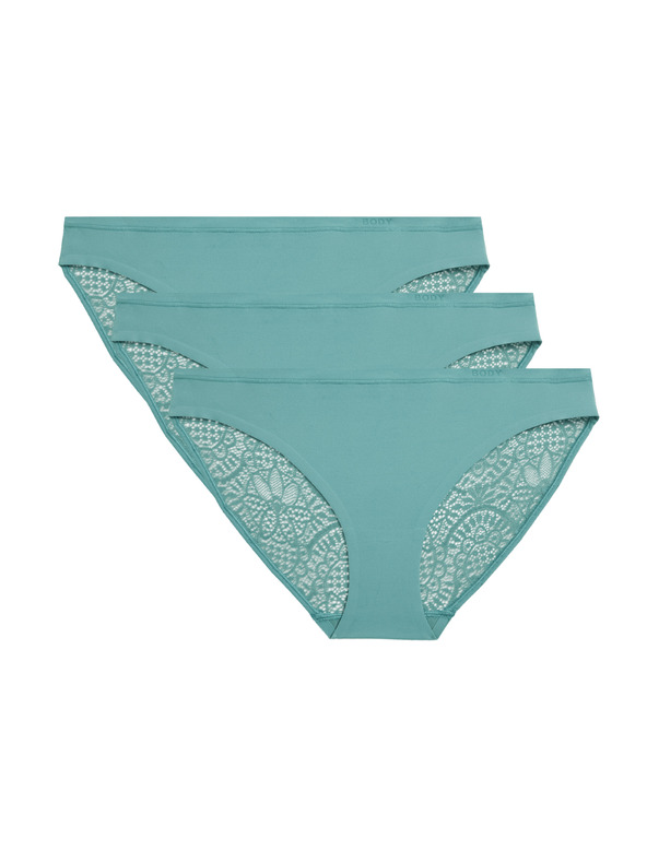 Marks & Spencer Bikiny kalhotky Body Soft™ s krajkou, sada 3 ks Marks & Spencer zelená