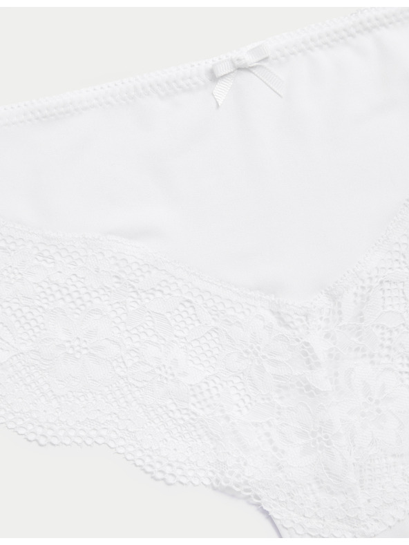 Marks & Spencer Brazilské kalhotky s krajkovým lemem, 3 ks v balení Marks & Spencer bílá
