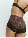 Marks & Spencer Kalhotky do pasu s krajkovým lemem a leopardím potiskem, 3 ks v balení Marks & Spencer hnědá