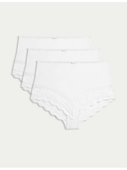 Marks & Spencer Kalhotky do pasu s krajkovými lemy, 3 kusy v balení Marks & Spencer bílá