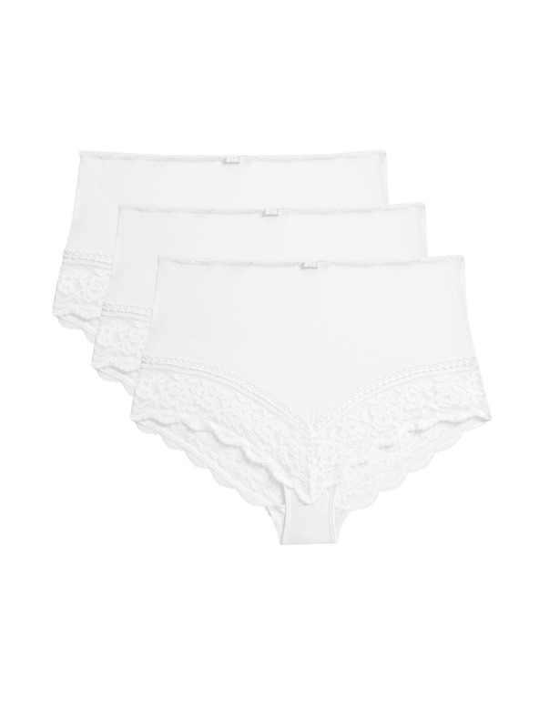 Marks & Spencer Kalhotky do pasu s krajkovými lemy, 3 kusy v balení Marks & Spencer bílá