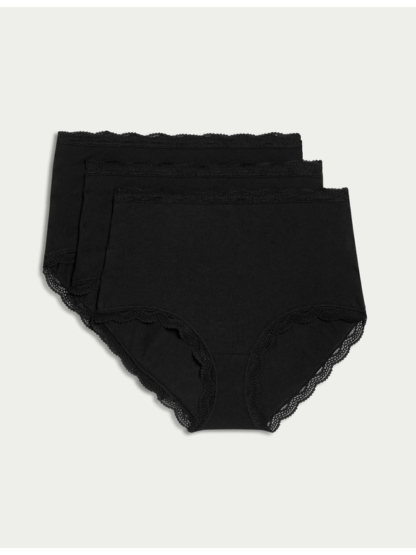 Marks & Spencer Kalhotky do pasu s vysokým podílem bavlny, 3 ks Marks & Spencer černá