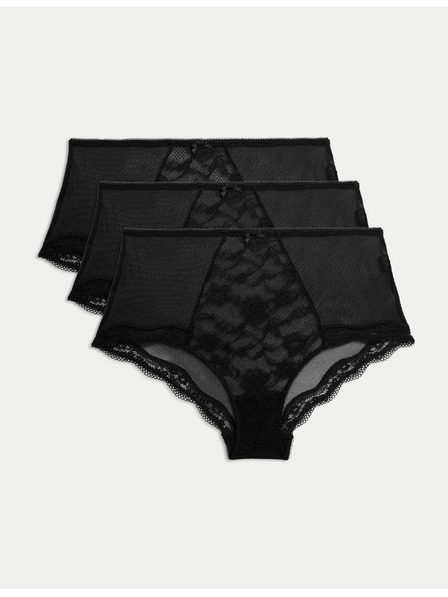 Marks & Spencer Krajkové šortky s vysokým pasem Jasmine, 3 ks Marks & Spencer černá