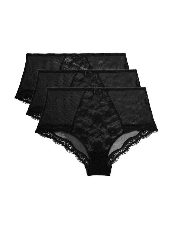 Marks & Spencer Krajkové šortky s vysokým pasem Jasmine, 3 ks Marks & Spencer černá