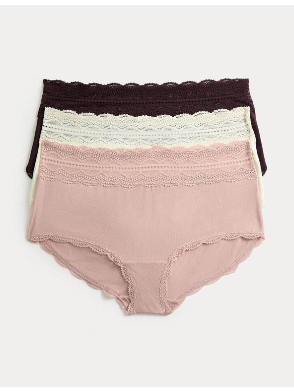 Marks & Spencer Šortky s vysokým pasem a vysokým podílem bavlny, 3 ks Marks & Spencer hnědá