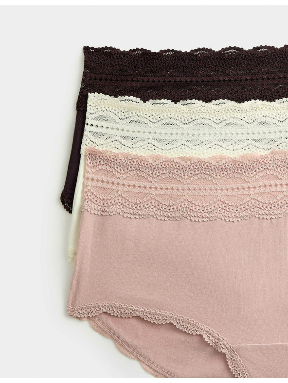 Marks & Spencer Šortky s vysokým pasem a vysokým podílem bavlny, 3 ks Marks & Spencer hnědá