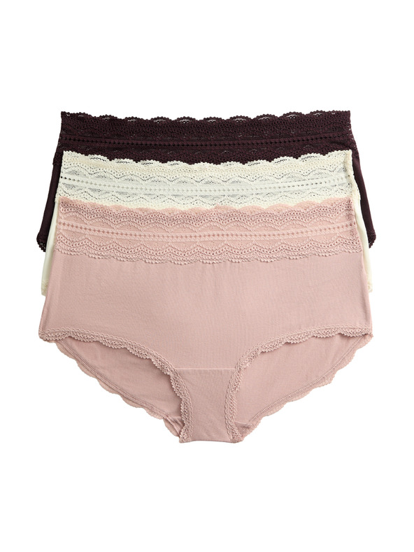 Marks & Spencer Šortky s vysokým pasem a vysokým podílem bavlny, 3 ks Marks & Spencer hnědá