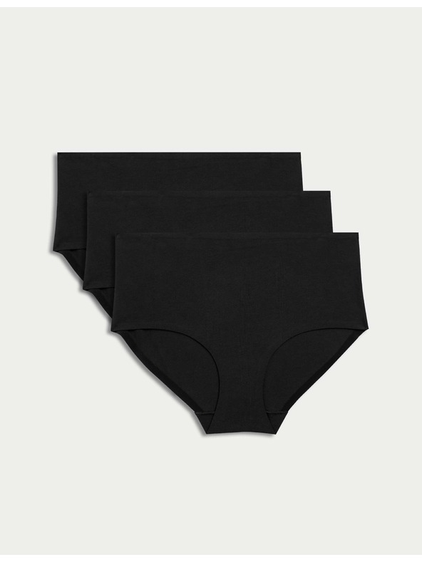 Marks & Spencer Šortkové kalhotky s vysokým pasem bez viditelných lemů Cool Comfort, 3 ks Marks & Spencer černá