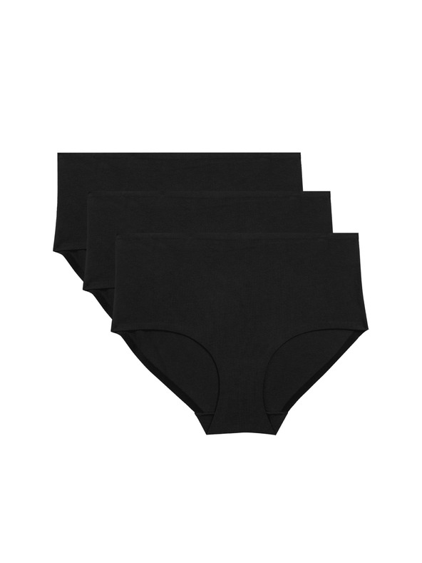 Marks & Spencer Šortkové kalhotky s vysokým pasem bez viditelných lemů Cool Comfort, 3 ks Marks & Spencer černá