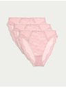 Marks & Spencer Vysoce střižené krajkové kalhotky s vysokým pasem Jasmine, 3 ks Marks & Spencer růžová