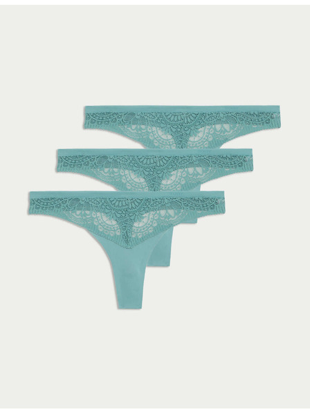Marks & Spencer Tanga Body Soft™ s krajkou, sada 3 ks Marks & Spencer zelená
