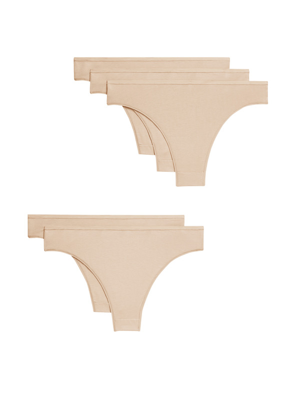 Marks & Spencer Brazilské kalhotky z modalu, bez viditelných lemů, 5 ks v balení Marks & Spencer béžová