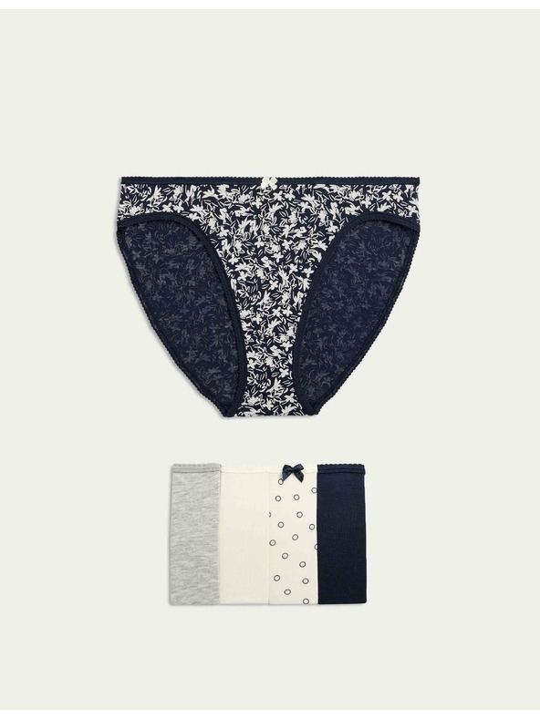 Marks & Spencer Vysoce střižené kalhotky z bavlny a materiálu Lycra™, 5 ks Marks & Spencer šedá