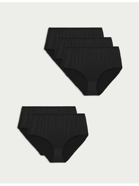 Marks & Spencer Šortkové kalhotky s vysokým pasem, z mikrovlákna, bez viditelných lemů, 5 ks Marks & Spencer černá