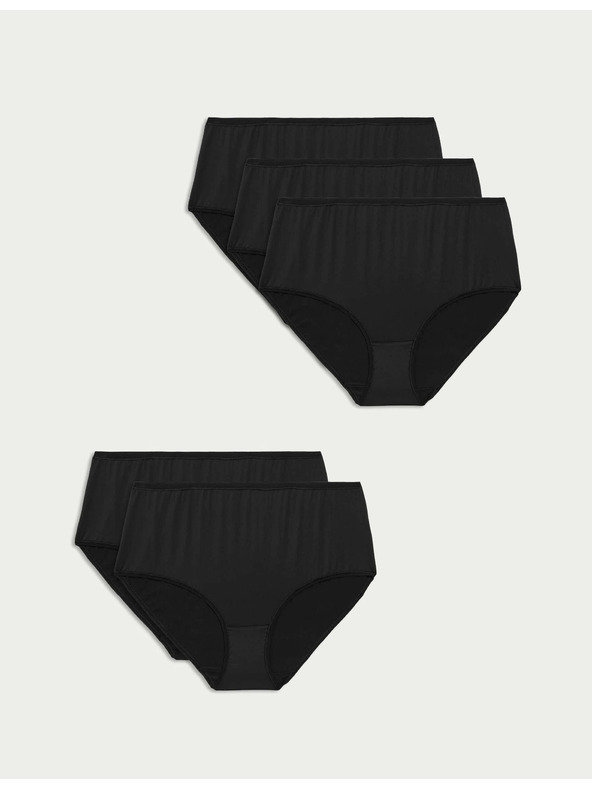Marks & Spencer Šortkové kalhotky s vysokým pasem, z mikrovlákna, bez viditelných lemů, 5 ks Marks & Spencer černá