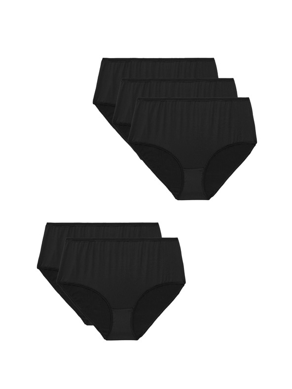 Marks & Spencer Šortkové kalhotky s vysokým pasem, z mikrovlákna, bez viditelných lemů, 5 ks Marks & Spencer černá
